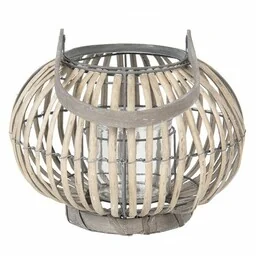 Clayre & Eef Drewniany Lampion Kula M 6RO0465M - Świeczniki - miniaturka - grafika 1