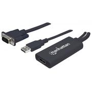Adaptery i przejściówki - Manhattan 152426 i USB do złącza HDMI VGA konwerter Czarny 152426 - miniaturka - grafika 1