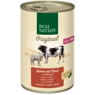 Mokra karma dla kotów - REAL NATURE Adult Jagnięcina z wołowiną i olejem szafranowym 12x400 g - miniaturka - grafika 1