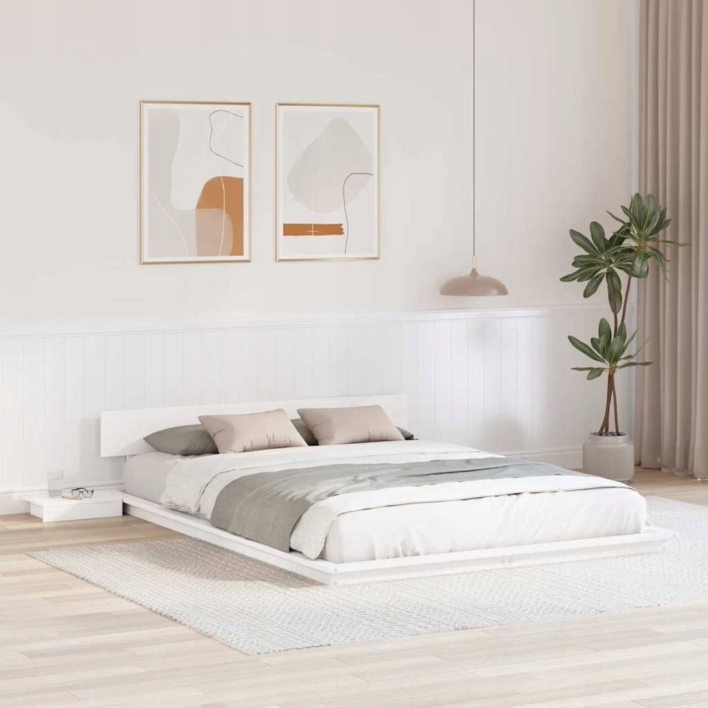 vidaXL Ramka łóżka Biały 150 x 200 cm drewno 872396