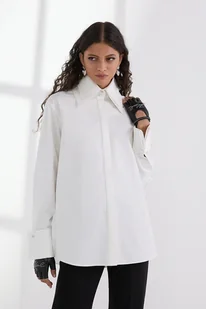 Karl Lagerfeld koszula bawełniana damska kolor biały relaxed z kołnierzykiem klasycznym A3W11020 - Koszule damskie Karl Lagerfeld koszula bawełniana damska kolor biały relaxed z kołnierzykiem klasycznym A3W11020 - Koszule damskie - miniaturka - grafika 1