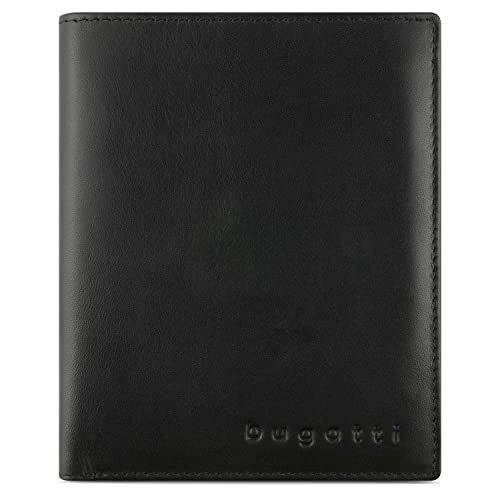 bugatti Super Slim Portfel prawdziwej skóry – cienki, z ochroną RFID – Czarny