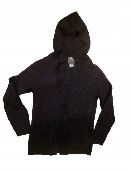 Sweter kardigan czarny z kapturem S Tru