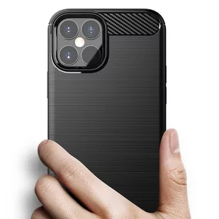 Carbon Case elastyczne etui pokrowiec iPhone 12 mini czarny - Etui i futerały do telefonów - miniaturka - grafika 2