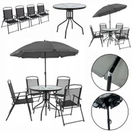 Meble ogrodowe - KOMPLET MEBLI OGRODOWYCH BALKON OGRÓD TARAS STÓŁ PARASOL CHILE 4OS CZARNY - miniaturka - grafika 1