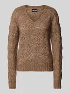 Swetry damskie - Sweter o kroju regular fit z dzianiny ze ściegiem falistym model ‘BIBBI’ - miniaturka - grafika 1