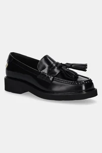 Tommy Hilfiger mokasyny skórzane TASSEL SQUARISH TOE LTHR LOAFER damskie kolor czarny na platformie FW0FW08749 - Mokasyny damskie - miniaturka - grafika 1