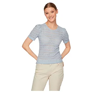 Vila VICHIKKA Puff O-Neck S/S TOP - NOOS, Kentucky Blue, S - Koszulki i topy damskie - miniaturka - grafika 1
