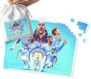 PUZZLE - MANCHESTER CITY WZORY DLA MAŁEGO PIŁKARZA 24el + WORECZEK - Puzzle - miniaturka - grafika 1
