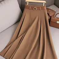 Spódnice - TEMU Spódnica Damska Elegancka od Biura do Codziennego Stylu - A-Line, Bez Paska, Codzienne i Formalne Stroje - Wiosenna/Jesienna Spódniczka - miniaturka - grafika 1