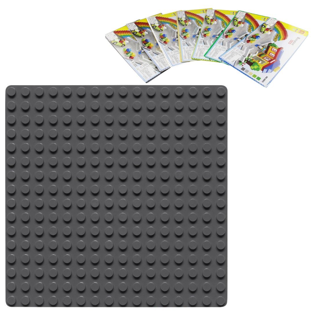 Klocki Wange 8802 Płytka konstrukcyjna - 16x16 wypustek, kolor ciemnoszary (Dark Grey)