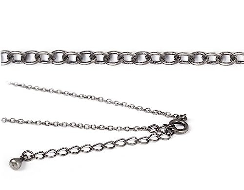 INNSPIRO postarzany srebrny metalowy naszyjnik z okrągłym zapięciem sprężynowym 43cm. więcej 5 cm. rozszerzenie, 43cm., Szkło, Bez kamieni szlachetnych