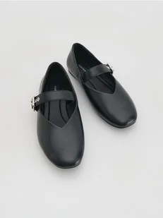 Reserved - Baleriny z imitacji skóry - czarny - Buty dla dziewczynek - miniaturka - grafika 1