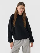 Bluzy damskie - Damska bluza dresowa nierozpinana z kapturem Outhorn OTHWAW24TSWSF1919 - czarna - miniaturka - grafika 1