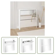 Szafki na buty - The Living Store Szafka na buty z lustrem 2 przegrody biały wysoki połysk 63x17x67 cm - miniaturka - grafika 1