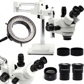 Mikroskopy i lupy - Mikroskop Stereoskopowy Trinokularowy Optyczny 10HW Obiektyw 0,5x Zestaw - miniaturka - grafika 1