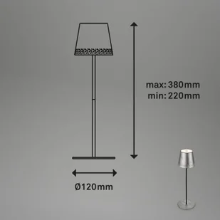 Briloner Stołowa LED Kiki akumulator, 3 000 K srebrna - Lampy stojące - miniaturka - grafika 1