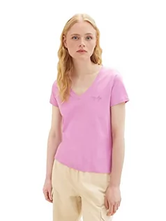 Koszulki i topy damskie - TOM TAILOR Dżinsowa damska koszulka z haftem, 32414-rumieniec jagodowy, XXL - grafika 1