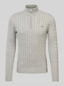 Swetry męskie - Sweter z dzianiny z wzorem warkocza - miniaturka - grafika 1