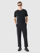 Spodnie męskie - Męskie spodnie casual tkaninowe Outhorn OTHWAW24TTROM1075 - czarne - miniaturka - grafika 1