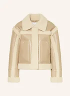 Marynarki i żakiety damskie - Mrs & Hugs Kurtka Z Imitacji Skóry Z Dodatkiem Sztucznego Futra beige - miniaturka - grafika 1