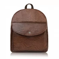 Torebki damskie - PLECACZEK DAMSKI SKÓRZANY BRĄZOWY WĘŻOWY WZÓR MAŁY MIEJSKI PLECAK PAOLO PERUZZI T-18-PBR - miniaturka - grafika 1