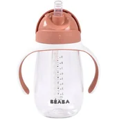Kubki dla dzieci - Beaba Bidon niekapek ze słomką tritanowy 300 ml Terracotta - miniaturka - grafika 1