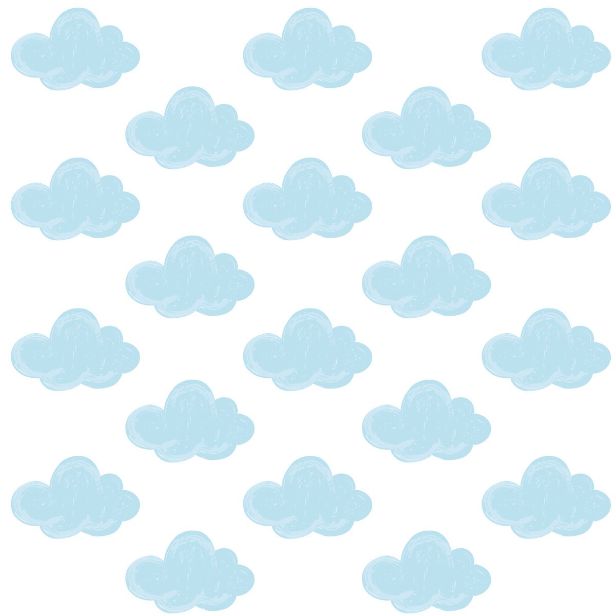 Naklejki Ścienne Dla Dzieci Niebieskie Chmurki Chmury Styl Boho Zestaw 60x30