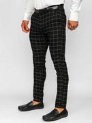 Spodnie męskie - Czarne spodnie materiałowe chinosy w kratę męskie Denley 0047 - miniaturka - grafika 1