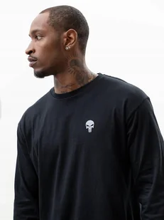 KOSZULKA Z Długim Rękawem Męska Czarna longsleeve Marvel PUNISHER logo XL - Koszulki męskie - miniaturka - grafika 1
