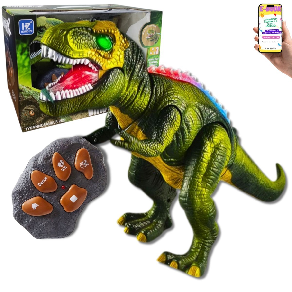ZABAWA JAK Z JURASSIC PARK INTERAKTYWNY DINOZAUR RC DLA DZIECI ROBOT FIGURKA DINOZAURA Prezent Dla Chłopca Wnuczka + EBOOK