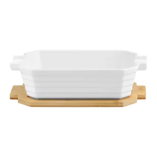 Forma porcelanowa z bambusową podstawką Blanc prostokątna AMBITION - Formy do ciast - miniaturka - grafika 1
