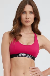 Stroje kąpielowe - Calvin Klein biustonosz kąpielowy kolor różowy lekko usztywniona miseczka - grafika 1