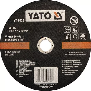 Yato tarcza tnąca metalu 180x1,5x22mm YT-5925 - Tarcze do pił - miniaturka - grafika 1