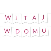 Dekoracje sali - BANER napis Witaj w Domu - Proste Litery Różowe Girlanda - miniaturka - grafika 1