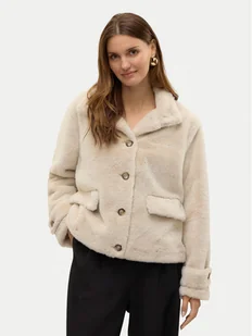 Vero Moda Futro Sonjaeva 10310303 Beżowy Regular Fit - Płaszcze damskie - miniaturka - grafika 1
