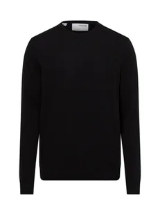 Selected Męski sweter z dzianiny Mężczyźni Bawełna czarny jednolity, S - Swetry męskie - miniaturka - grafika 1