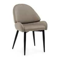 Krzesła - Krzesło tapicerowane welurowe do salonu jadalni BERGAMO ciemnobeżowe - miniaturka - grafika 1