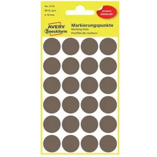 Trwałe kółka Q18mm 96szt/op szarobrązowe 3116 AVERY ZWECKFORM - Etykiety do drukarek - miniaturka - grafika 1
