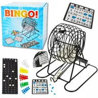 Gry planszowe - BINGO TOWARZYSKA LOSOWA GRA RODZINNA 18 kart 75 kulek METALOWY DUŻY BĘBEN - miniaturka - grafika 1