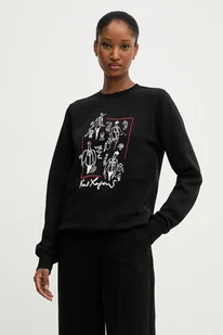 Karl Lagerfeld bluza bawełniana KARL SERIES damska kolor czarny wzorzysta A3W20065 - Bluzy damskie - miniaturka - grafika 1