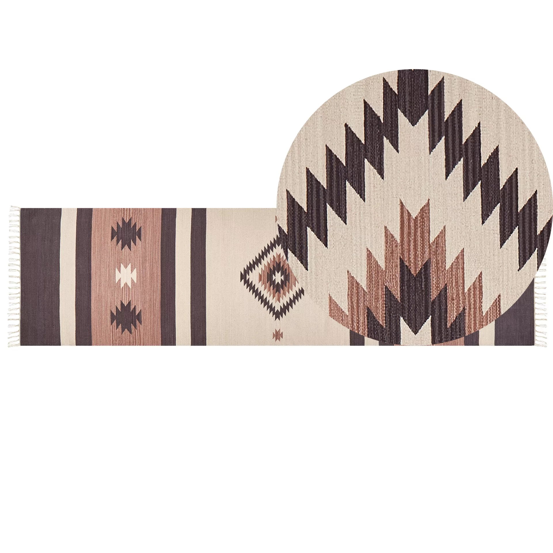 Dywan bawełniany kilim 80 x 300 cm beżowo-brązowy ARAGATS