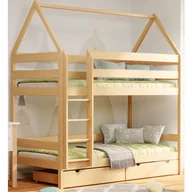 Łóżka - Łóżko piętrowe domek drewniane z szufladami, sosna N6-R64 - miniaturka - grafika 1