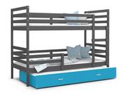 Łóżka dla dzieci i młodzieży - Łóżko piętrowe 190x80 szare błękit JACEK 3-osobowe - miniaturka - grafika 1