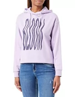 Bluzy damskie - Q/S by s.Oliver Damska bluza z kapturem, fioletowa, L, fioletowy - miniaturka - grafika 1