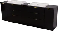 Szafki łazienkowe - Czarna matowa szafka łazienkowa z dwiema umywalkami 210 cm Liv 2 Victa  - miniaturka - grafika 1
