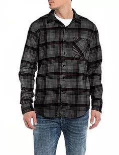 Replay Koszula męska regular fit, 050 Dk Grey/Black/Red/Lt Grey, XL - Koszule męskie - miniaturka - grafika 1