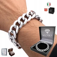 Bransolety męskie - PEŁNA Bransoletka Srebrna Męska 13mm Bransoleta SREBRO 925 Pancerka Prezent - miniaturka - grafika 1
