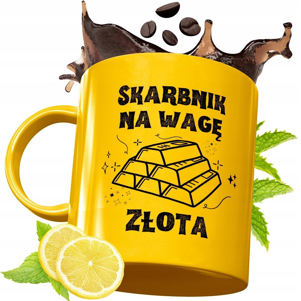 Złoty Kubek Premium Dla Skarbnika Prezent z Nadrukiem ze Zdjęciem + Opakowanie na prezent (wzór 03)