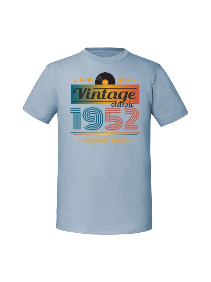 Męska koszulka z nadrukiem -1952 Vintage classic + rok 1952 v2 Mineralny Błękit L